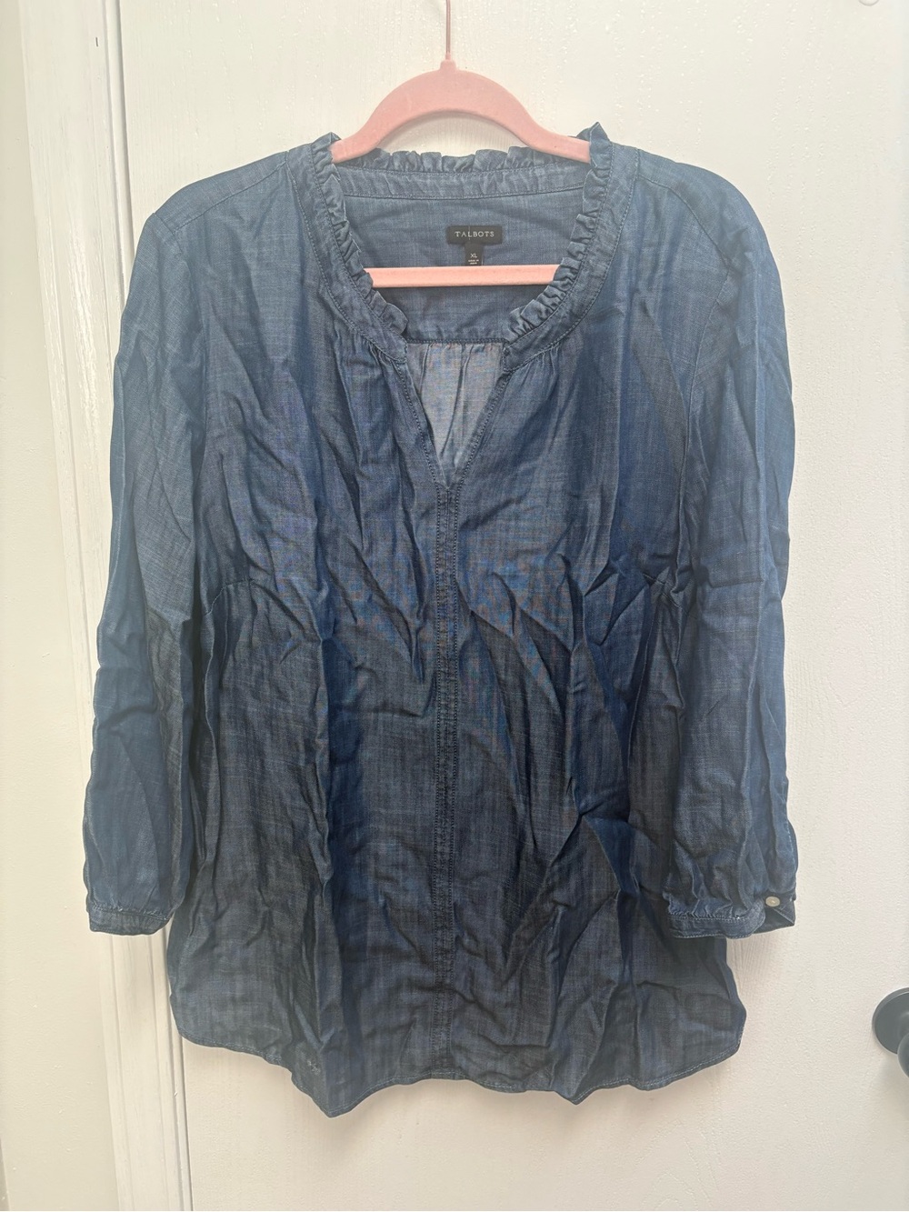 Talbots Blue Denim Peasant Blouse